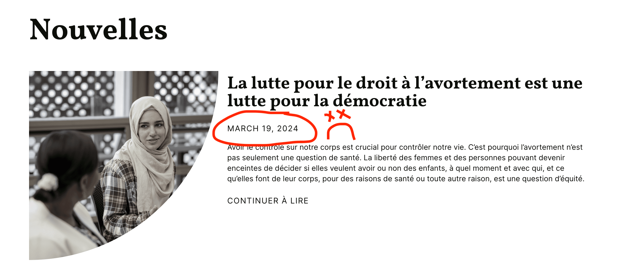 French article with an English date